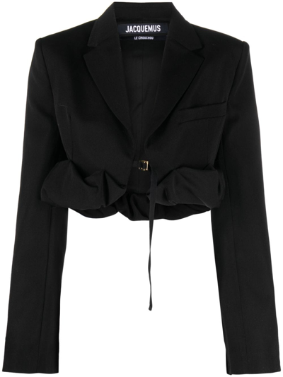 Jacquemus La Veste Croissant Wool Crepe Jacket In Black