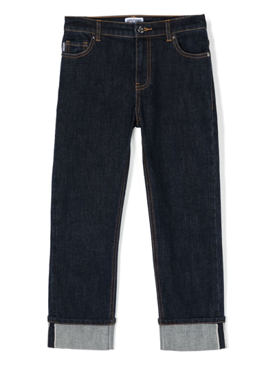 Moschino Kids' Teddy Bear-motif Straight-leg Jeans In Blue