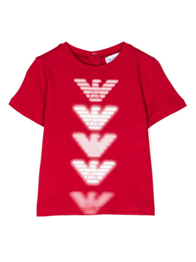 Emporio Armani Babies' Logo印花棉t恤 In Red