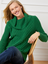 Talbots Chevron Stitch Cowlneck Pullover Sweater - Highland Green/jolly Green - Xl  In Highland Green,jolly Green