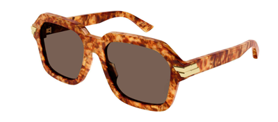 Bottega Veneta Tortoiseshell Square Sunglasses In Grey