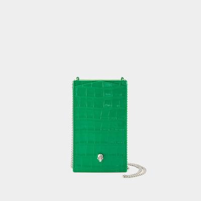 Alexander Mcqueen Phone Holder With Chain -  - Leather - Green
