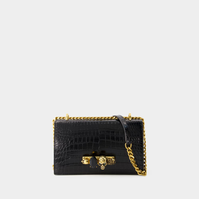 ALEXANDER MCQUEEN JEWELLED SATCHEL BAG - ALEXANDER MCQUEEN - LEATHER - BLACK