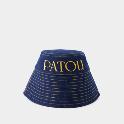 Magda Butrym Embroidered-logo Denim Bucket Hat In Blue