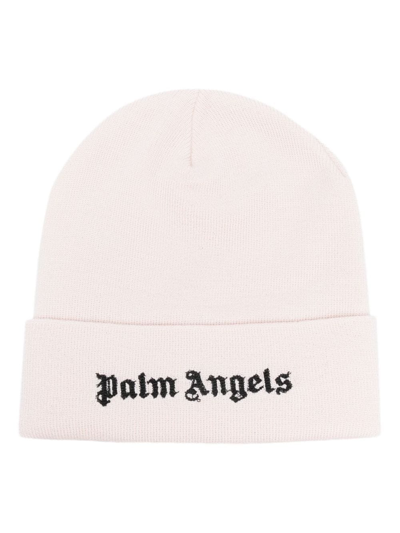 Palm Angels Logo-embroidered Wool Beanie In Pink