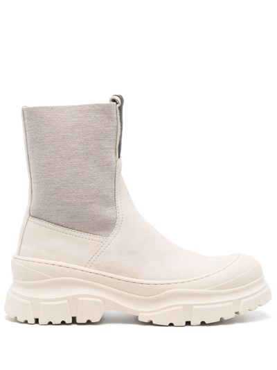 Brunello Cucinelli Monili-bead Panelled Ankle Boots In Nude