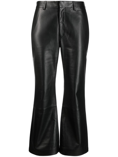 Closed Wharton Cropped Leather Trousers In Black