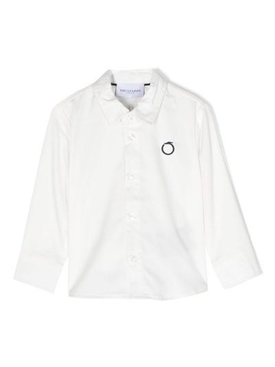 Trussardi Junior Babies' Logo-embroidered Cotton Shirt In White