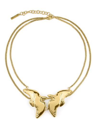 Nina Ricci Double Dove Chain Necklace In Gold