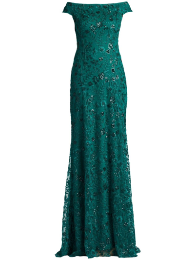 Tadashi Shoji Dublin Embellished Off Shoulder Gown In Multi | ModeSens