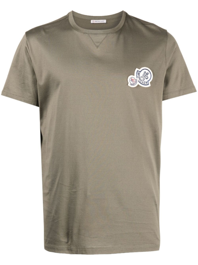 Moncler Logo-patch Cotton T-shirt In Green