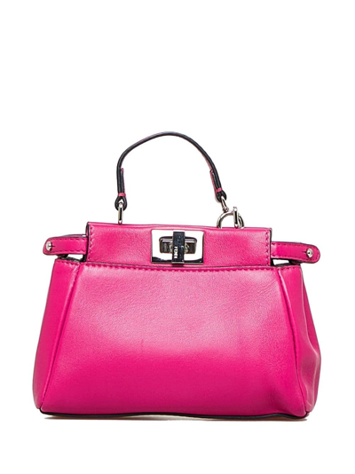 Pre-owned Fendi Micro Peekaboo Tote Bag In Pink