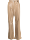 MSGM FAUX-LEATHER STRAIGHT-LEG TROUSERS