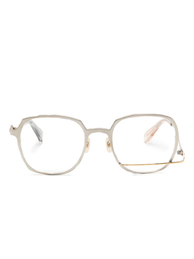 Masahiromaruyama Polished Square-frame Glasses In Gold