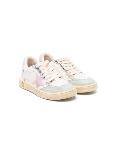 Golden Goose Kids' White Leather Sneakers In Multi-colored