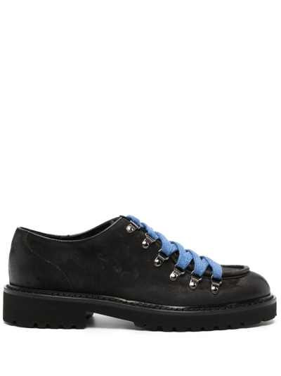 Doucal's Calf Suede Lace-up Shoes In Black
