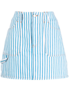 Ganni Striped Denim Mini Skirt In Blue