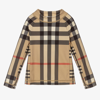 BURBERRY BOYS BEIGE OVERSIZED CHECK SWIM TOP