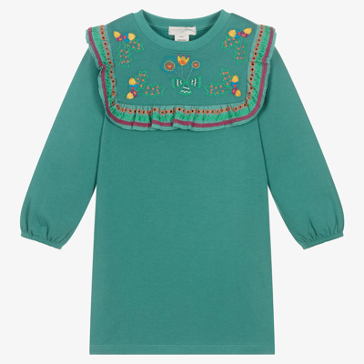 Stella Mccartney Kids Girls Green Embroidered Acorn Dress