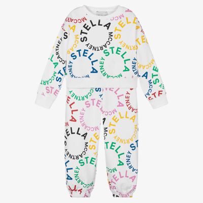 Stella Mccartney Kids Girls White Organic Cotton Logo Tracksuit