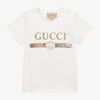 Gucci Boys White Kids Vintage Logo-print Cotton T-shirt 3-36 Months 36 Months In White