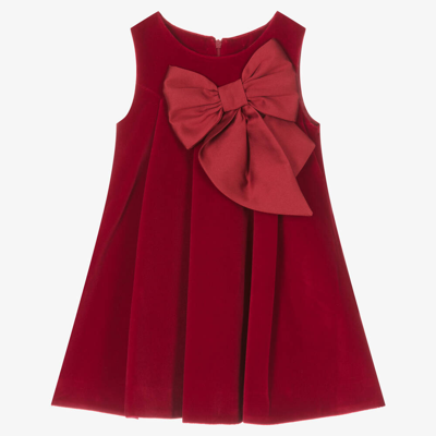 Lapin House Kids' Girls Red Velvet Bow Dress