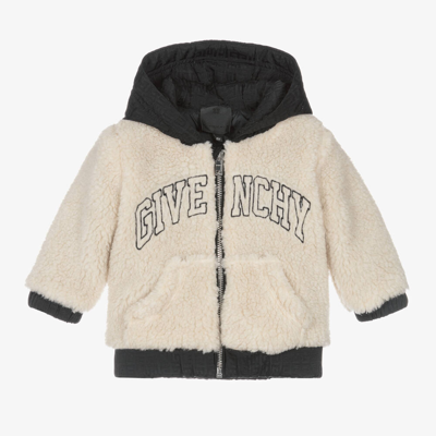 Givenchy Babies' Logo-embroidered Zip-up Fleece Jacket In Neutrals