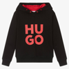 HUGO HUGO BOYS BLACK COTTON HOODIE