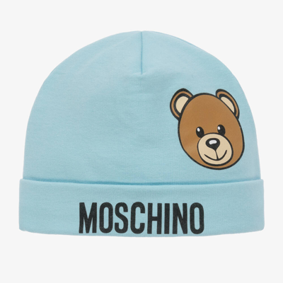 Moschino Baby Boys Blue Teddy Bear Baby Layette Hat