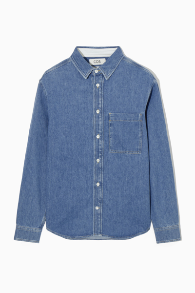 Cos Linen-blend Denim Shirt In Blue