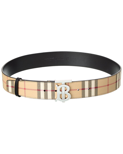 Burberry Tb Buckle Leather Check Belt