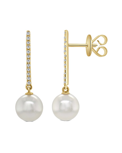 Sabrina Designs 14k 0.09 Ct. Tw. Diamond Pearl Drop Earrings