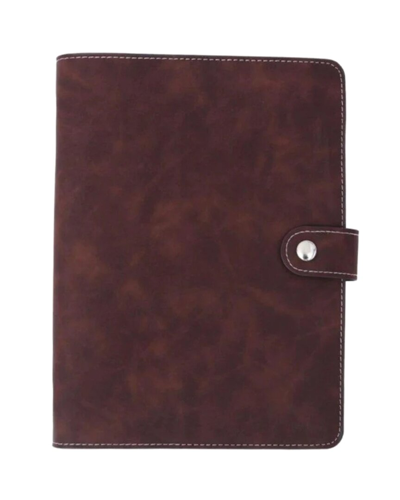 MULTITASKY MULTITASKY VEGAN LEATHER BROWN NOTEBOOK WITH STICKY NOTE RULER