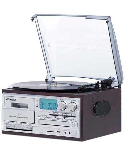 Victor Audio Victor Espresso Cosmopolitan 8-in-1 Turntable Music Center In Brown