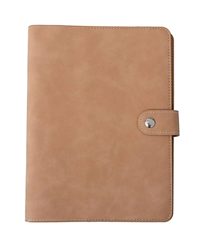 Multitasky Vegan Leather Beige Notebook With Sticky Note Ruler
