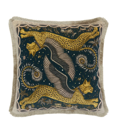 Emma J Shipley Velvet Lynx Cushion (46cm X 46cm) In Gold