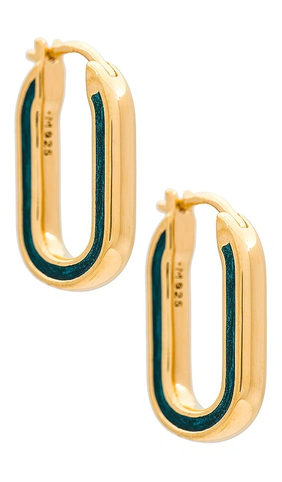 Missoma Enamel Haze Ovate Small Hoop Earrings 18ct Gold Plated Vermeil/teal