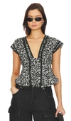 Free People Landy Print Lace Top In Black