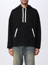 Palm Angels Relaxed-fit Cotton Hoodie With Contrasting Drawstrings In Black