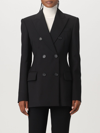 Sportmax Black Slim Double-breasted Jacket Wth Rhinestone Detail In Stretch Polyamide Woman In Black