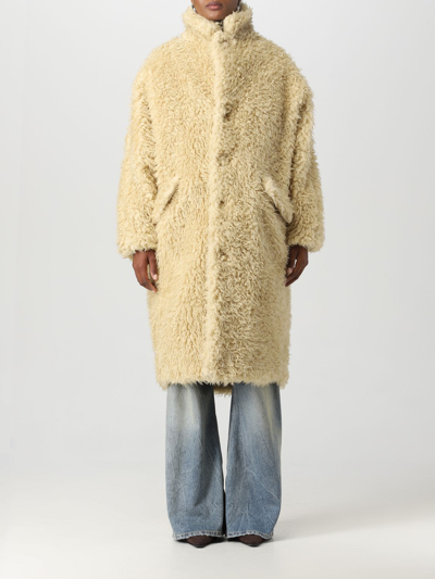 Mm6 Maison Margiela Mid-length Oversized Coat In Beige