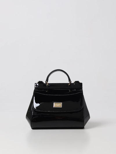 Dolce & Gabbana Sicily Bag In Patent Leather In Black
