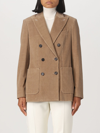 Max Mara Astice Double-breasted Velvet Blazer In Camel