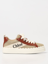 Chloé Linen And Leather Lauren Sneakers In Beige