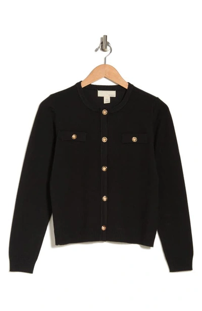 By Design Keira Chest Pocket Cardigan In Black