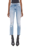 Mother The Insider High Waist Step Frayed Hem Crop Jeans In Love In A Boat