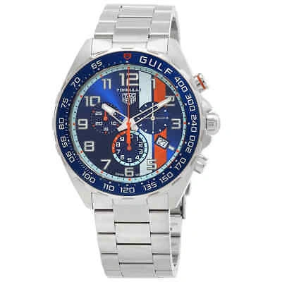 Pre-owned Tag Heuer Formula 1 X Gulf Chronograph Quartz Blue Dial Men's Watch