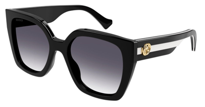 Pre-owned Gucci Gg1300s 004 Black/grey Gradient Oversize Square Women's Sunglasses In Gray