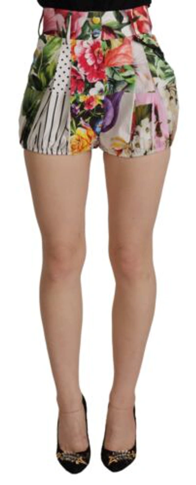 Pre-owned Dolce & Gabbana Dolce&gabbana Women Multicolor Hot Pants 100% Cotton Majolica High Waist Shorts