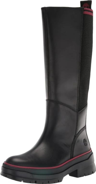 Pre-owned Timberland Women's Malynn Waterproof Tall Fashion Boot In Black Full Grain
